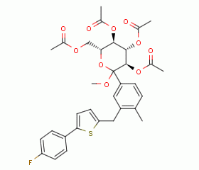 (3R,4S,5R,6R)-6-(acetoxyMethyl)-2-(3-((5-(4-fluorophenyl)thiophen-2-yl)Methyl)-4-Methylphenyl)-2-Methoxytetrahydro-2H-pyran-3,4,5-triyl